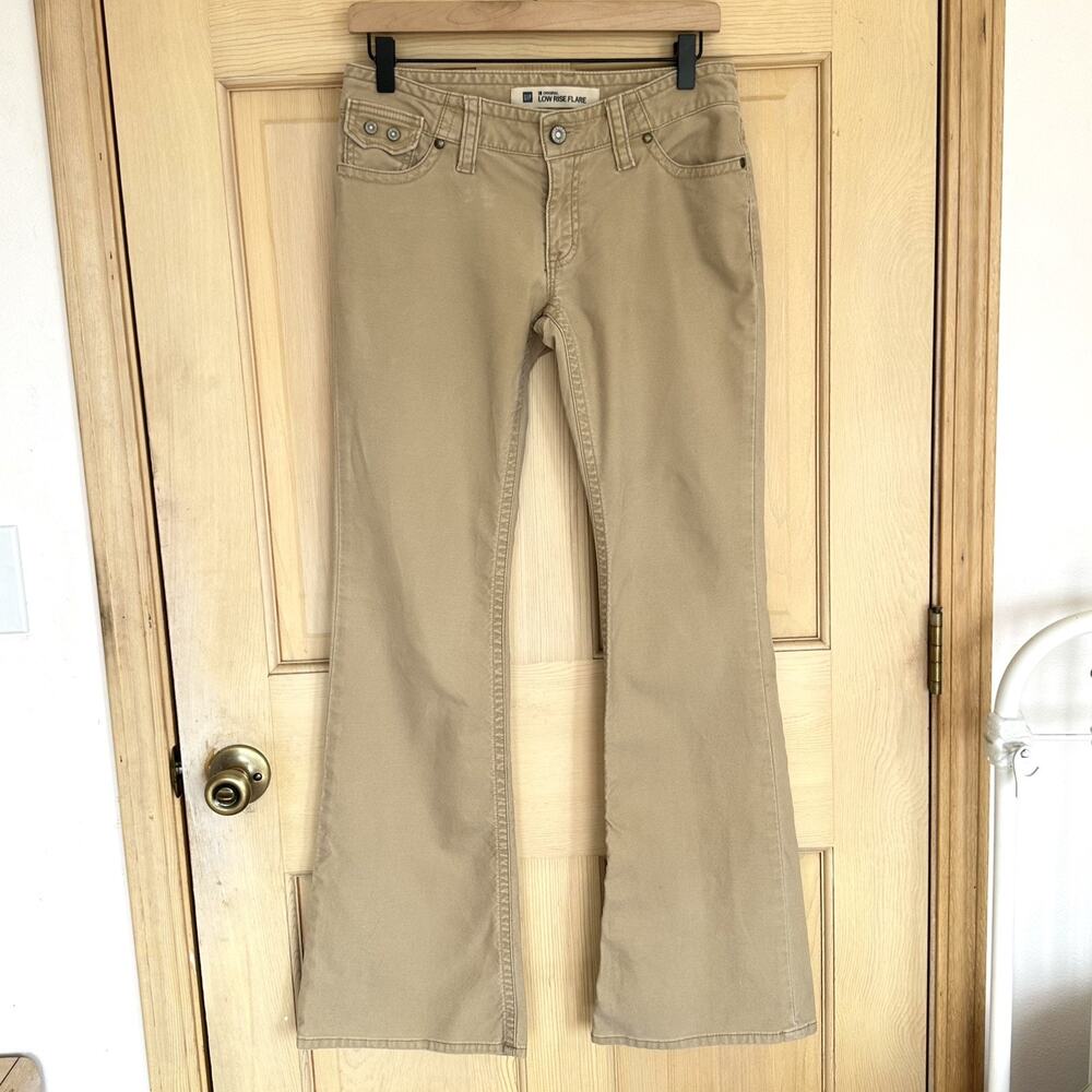Y2K Gap Low Rise Flare Beige Jeans Size 4R Vintage Cotton Blend Twee Preppy Boho